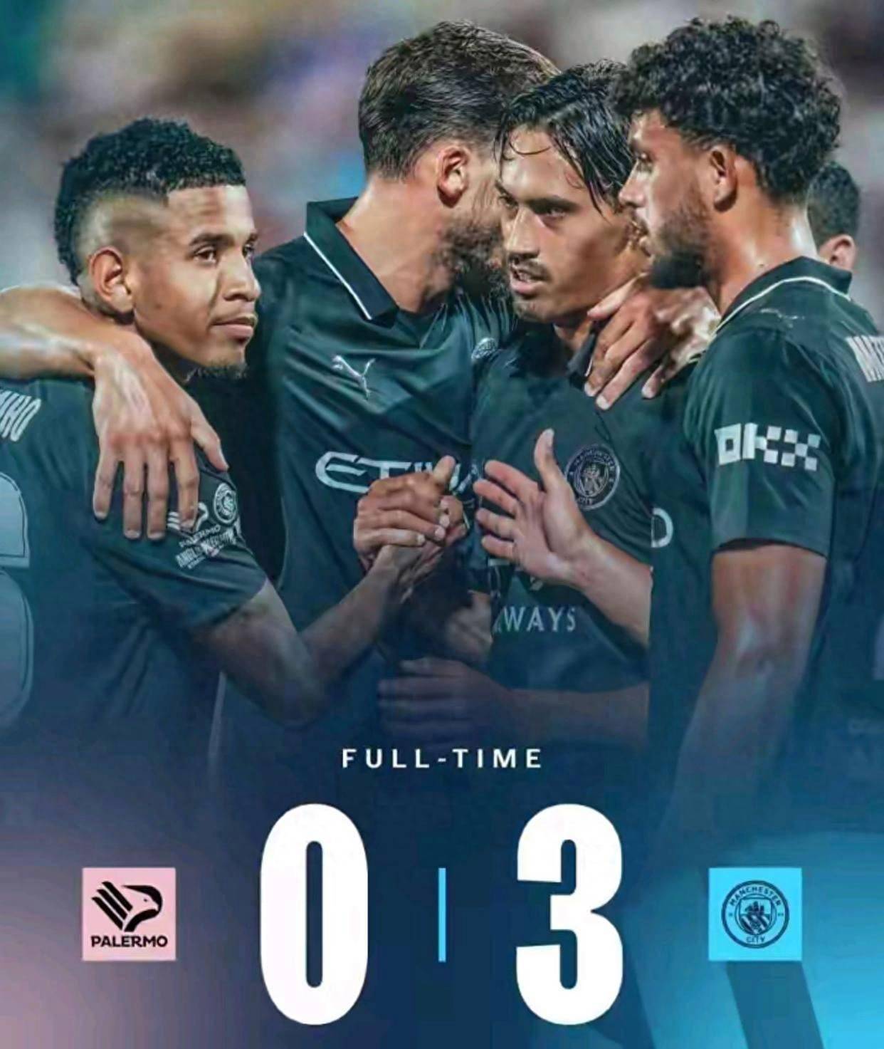 哈兰德首开纪录，赖因德斯双响，曼城3-0完胜巴勒莫